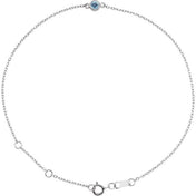 Sterling Silver Natural Aquamarine Bezel-Set Solitaire 6 1/2-7 1/2" Bracelet