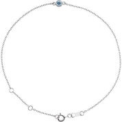 Sterling Silver Natural Aquamarine Bezel-Set Solitaire 6 1/2-7 1/2" Bracelet