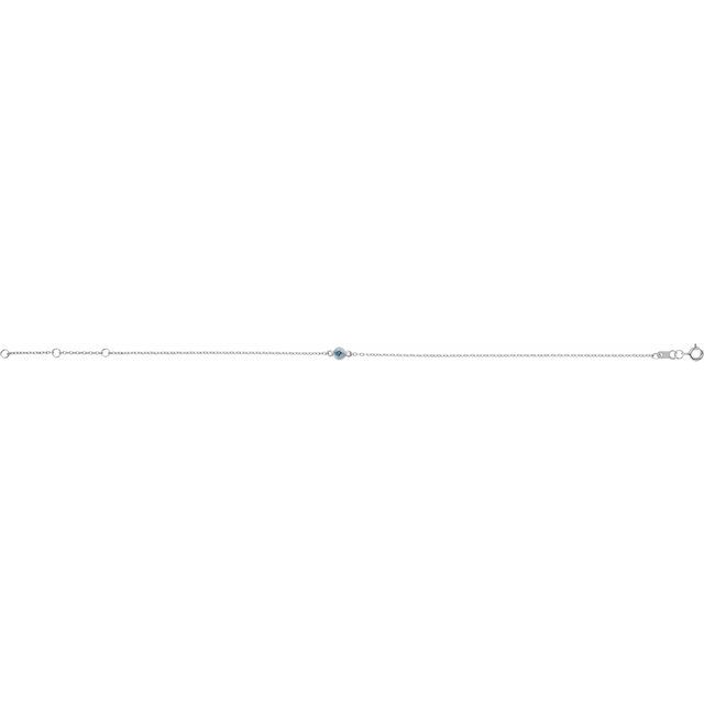 Sterling Silver Natural Aquamarine Bezel-Set Solitaire 6 1/2-7 1/2" Bracelet