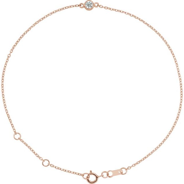 14K Rose 1/10 CT Natural Diamond 6 1/2-7 1/2" Bracelet