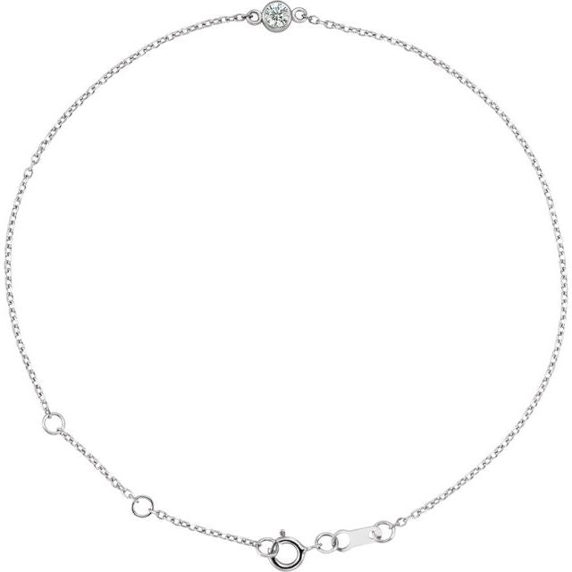 Platinum 1/10 CT Natural Diamond 6 1/2-7 1/2" Bracelet