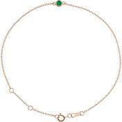 14K Rose Lab-Grown Emerald Bezel-Set Solitaire 6 1/2-7 1/2" Bracelet