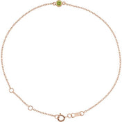 14K Rose Natural Peridot Bezel-Set Solitaire 6 1/2-7 1/2" Bracelet