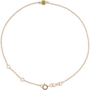 14K Rose Natural Peridot Bezel-Set Solitaire 6 1/2-7 1/2" Bracelet