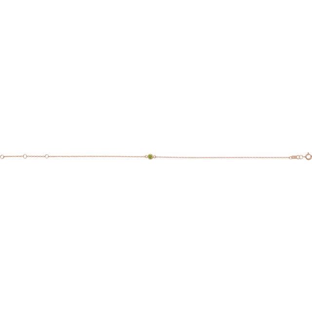 14K Rose Natural Peridot Bezel-Set Solitaire 6 1/2-7 1/2" Bracelet