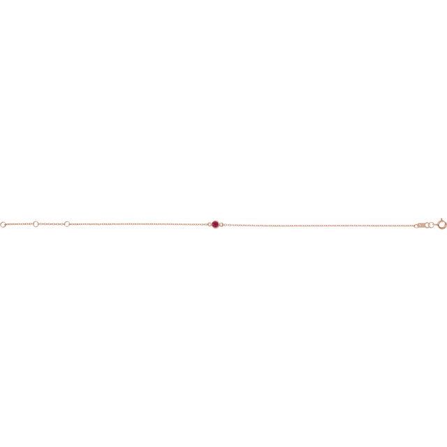 14K Rose Natural Ruby Bezel-Set Solitaire 6 1/2-7 1/2" Bracelet