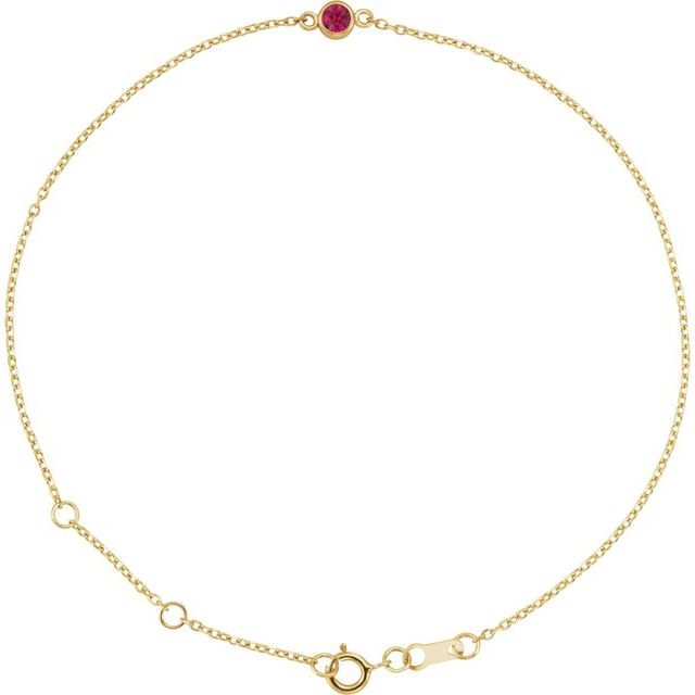 14K Yellow Lab-Grown Ruby 6 1/2-7 1/2" Bracelet