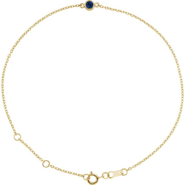 14K Yellow Natural Blue Sapphire 6 1/2-7 1/2" Bracelet