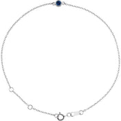 14K White Lab-Grown Blue Sapphire Bezel-Set Solitaire 6 1/2-7 1/2" Bracelet
