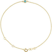 14K Yellow Natural Blue Zircon Bezel-Set Solitaire 6 1/2-7 1/2" Bracelet