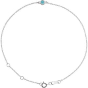 Sterling Silver Natural Blue Zircon Bezel-Set Solitaire 6 1/2-7 1/2" Bracelet