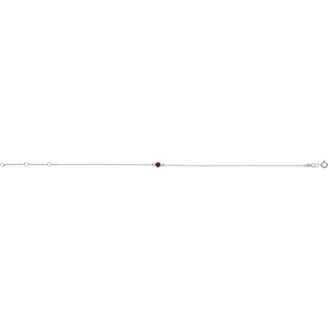 14K White Natural Mozambique Garnet Bezel-Set Solitaire 6 1/2-7 1/2" Bracelet
