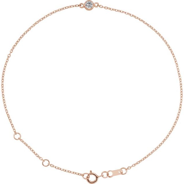 14K Rose Natural White Sapphire 6 1/2-7 1/2" Bracelet