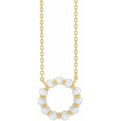 14K Yellow Cultured White Freshwater Pearl Circle 18" Necklace