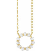 14K Yellow Cultured White Freshwater Pearl Circle 18" Necklace