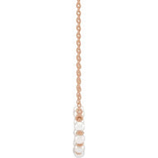 14K Rose Cultured White Freshwater Pearl Bar 18" Necklace