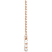 14K Rose Cultured White Freshwater Pearl Bar 18" Necklace
