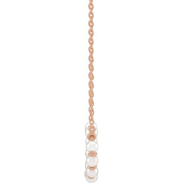 14K Rose Cultured White Freshwater Pearl Bar 18" Necklace