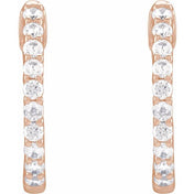 14K Rose 1/2 CTW Lab-Grown Diamond Inside-Outside Hinged 14.5 mm Hoop Earrings