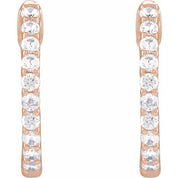 14K Rose 1/2 CTW Lab-Grown Diamond Inside-Outside Hinged 14.5 mm Hoop Earrings