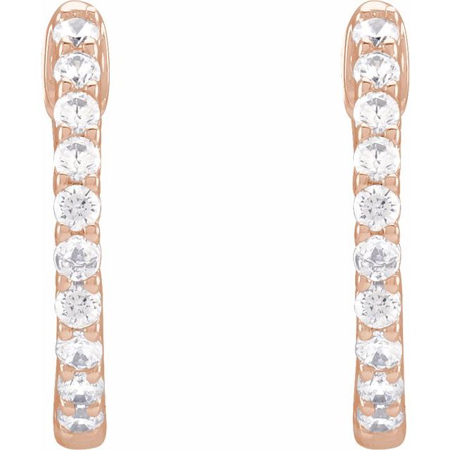 14K Rose 1/2 CTW Lab-Grown Diamond Inside-Outside Hinged 14.5 mm Hoop Earrings