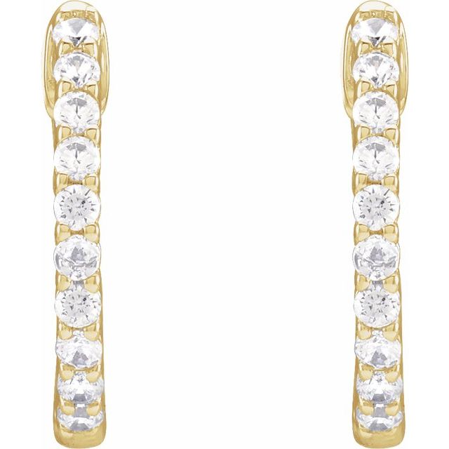 14K Yellow 1/2 CTW Lab-Grown Diamond Inside-Outside Hinged 14.5 mm Hoop Earrings
