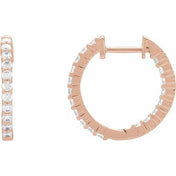 14K Rose 3/4 CTW Lab-Grown Diamond Inside-Outside Hinged 17.2 mm Hoop Earrings