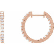 14K Rose 3/4 CTW Lab-Grown Diamond Inside-Outside Hinged 17.2 mm Hoop Earrings