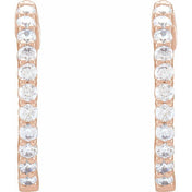 14K Rose 3/4 CTW Lab-Grown Diamond Inside-Outside Hinged 17.2 mm Hoop Earrings