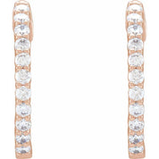 14K Rose 3/4 CTW Lab-Grown Diamond Inside-Outside Hinged 17.2 mm Hoop Earrings