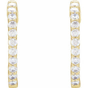 14K Yellow 3/4 CTW Lab-Grown Diamond Inside-Outside Hinged 17.2 mm Hoop Earrings
