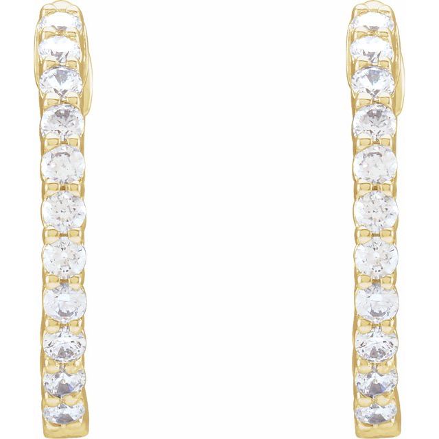 14K Yellow 3/4 CTW Lab-Grown Diamond Inside-Outside Hinged 17.2 mm Hoop Earrings