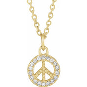 14K Yellow .08 CTW Natural Diamond Peace 16-18" Necklace