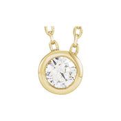 14K Yellow 1/10 CT Natural Diamond Bezel-Set 16-18" Necklace