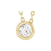 14K Yellow 1/10 CT Natural Diamond Bezel-Set 16-18" Necklace
