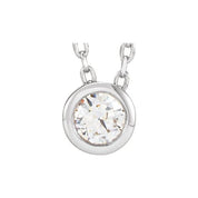 Sterling Silver 1/10 CT Natural Diamond Bezel-Set 16-18" Necklace