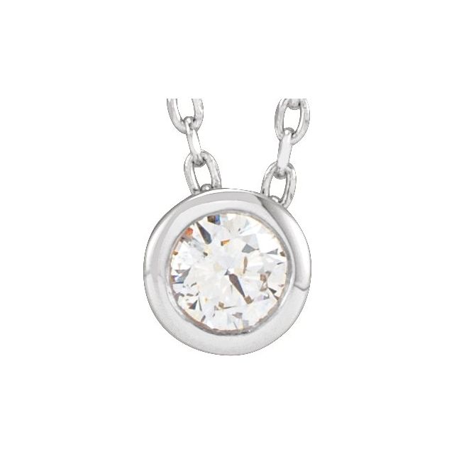 Sterling Silver 1/10 CT Natural Diamond Bezel-Set 16-18" Necklace