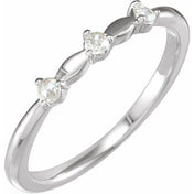 14K White 1/10 CTW Rose-Cut Natural Diamond Stackable Ring