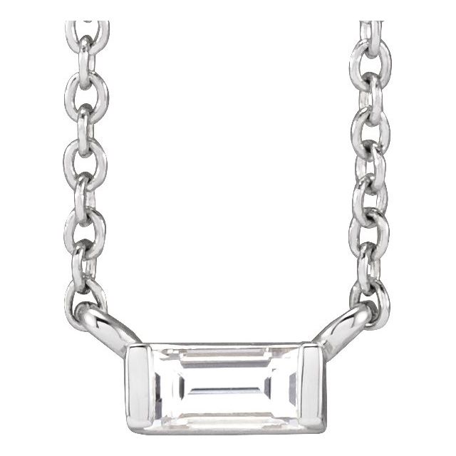 Natural Diamond Stackable Solitaire Necklace Adjustable 16-18" Series 88073