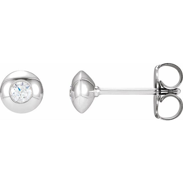 14K White 1/5 CTW Lab-Grown Diamond Domed Bezel-Set Earrings