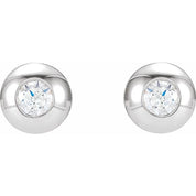 14K White 1/5 CTW Lab-Grown Diamond Domed Bezel-Set Earrings