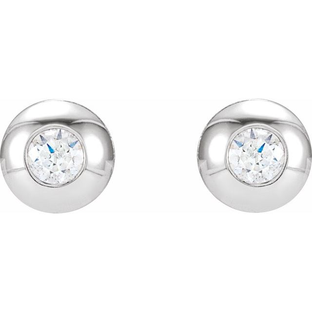 14K White 1/5 CTW Lab-Grown Diamond Domed Bezel-Set Earrings