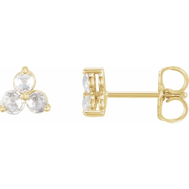 14K Yellow 1/8 CTW Natural Diamond Three-Stone Earrings