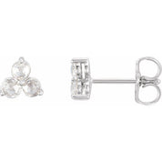 14K White 1/8 CTW Lab-Grown Diamond Three-Stone Earrings