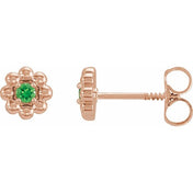 14K Rose Lab-Grown Alexandrite Petite Flower Beaded Earrings