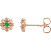 14K Rose Lab-Grown Alexandrite Petite Flower Beaded Earrings