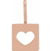 14K Rose 14.97x8 mm Pierced Heart Charm/Pendant