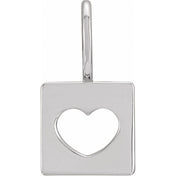 14K White 14.97x8 mm Pierced Heart Charm/Pendant