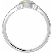14K White Natural White Opal & .03 CTW Natural Diamond Ring