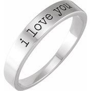 14K White I Love You Stackable Ring